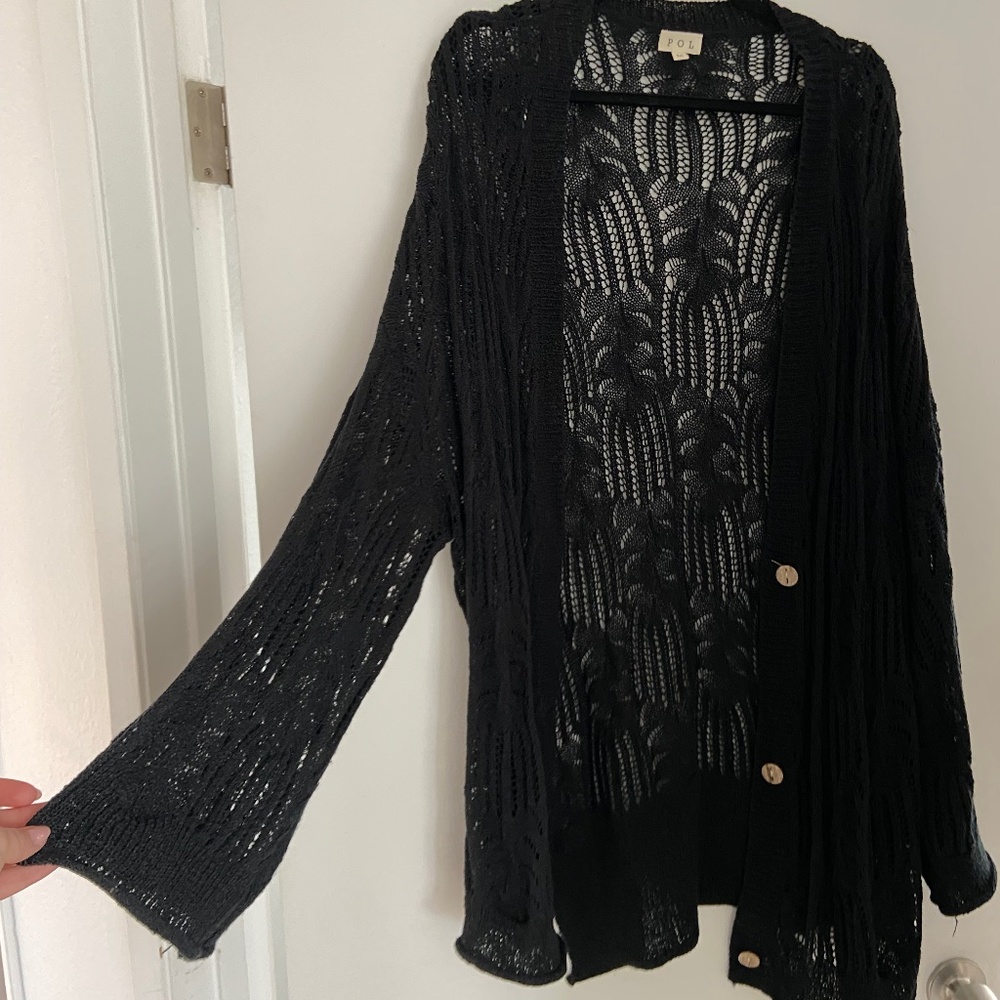 Black Crochet Cardigan